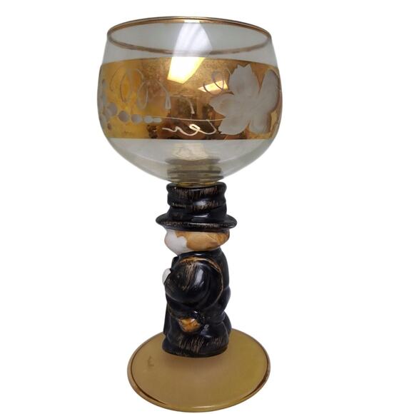 Vintage Hummel Goebel Chimney Sweep Gold Trim Stemmed Liquor Snifter Wine Glass - Picture 2 of 8